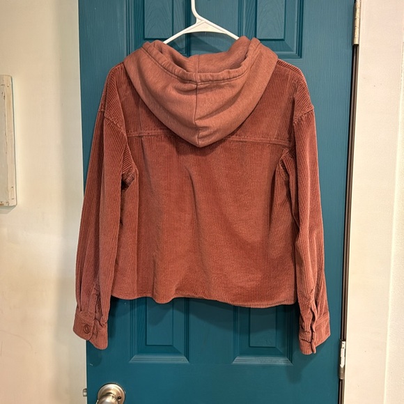 American Eagle brown corduroy cropped hoodie - M - Picture 3 of 4